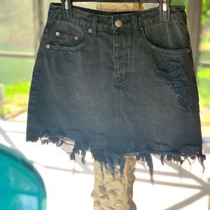 Ksubi Black Distressed Mini Skirt